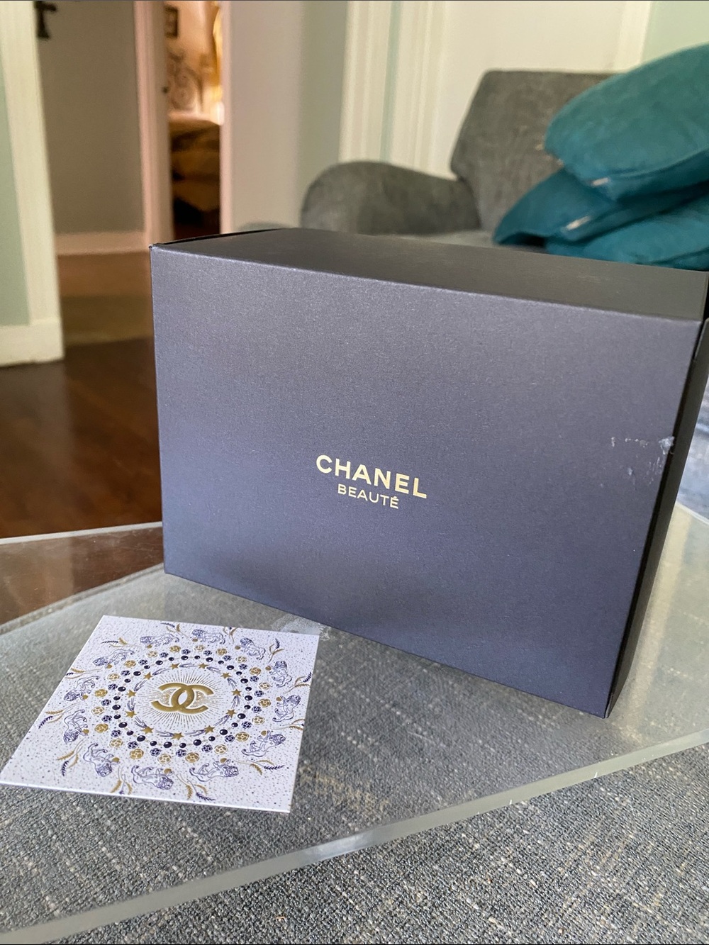 Chanel Blue and Gold Tweed Vanity Case - Picture 9 of 10